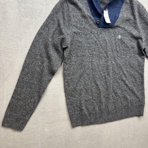 NEW Express Merino Wool Shawl Neck Sweater Mens Size M Gray Wool Blend - Picture 5 of 7